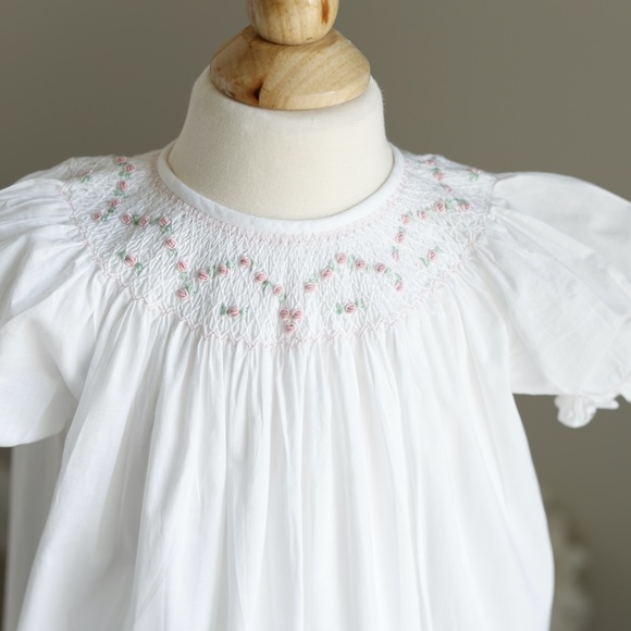 Strasburg Dress White Cotton Bishop Smocked Size 4 Special Occasion Spring - Picture 3 of 6
